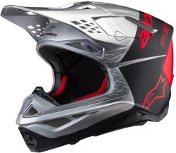 Alpinestars Supertech S-M10 Flood motokrossz bukósisak matt ezüst-fekete-fluo narancssárga