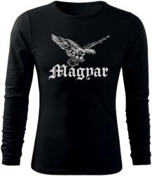 DRAGOWA Fit-T hosszú ujjú póló magyar turul, fekete 160g/m2