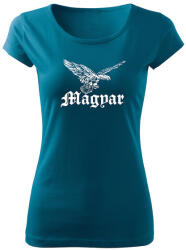 DRAGOWA női rövid ujjú trikó Magyar turul, petrol blue 150g/m2