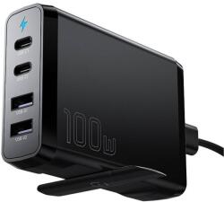 ESSAGER 100W GaN Asztali Töltő 2x USB-C és 2x USB-A Csatlakozóval (Fekete) (ECT2CA-FLB01-Z)