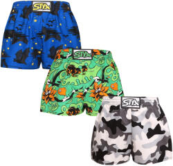 Styx 3PACK gyermek bő szárú boxeralsók Styx art klasszikus gumipánt többszínű (3J14779) 12-14 éves