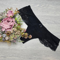 Lemila Női féltanga pamut csipke díszítéssel extra méret Fekete, 4XL 69782