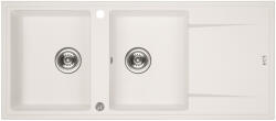 Laveo MEGALO kétmedence csepptálcás fehér mosogató dugókiemelős helytakarékos szifonnal (SRE_621T)