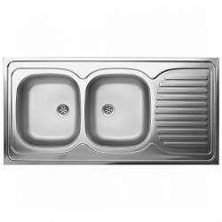 Laveo LON 60 2CS kétmedence inox cseppt. teletetős mosogató szifonnal K