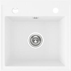 Laveo RINA egymedencés fehér mosogató csaplyukkal, automata dugókiemelős, helytakarékos szifonnal (SRP_610T) - mosibolt