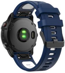 gigapack Pótszíj (egyedi méret, 22 mm, szilikon, állítható, fekete csat, QuickFit csatlakozás) SÖTÉTKÉK / FEHÉR Garmin Fenix 3, Garmin Fenix 7, Garmin Fenix 5, Garmin Fenix 6 Sapphire, Garmin Fenix (GP-149194)