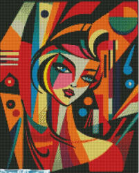 Figured Art Set goblen cu diamante, cu sasiu, Portret abstract in stil Picasso, 40x50 cm (DP-FA10239-Y)