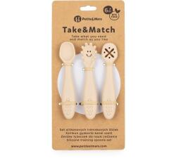 PETITEMARS PETITE&MARS Set 3 linguri de antrenament din silicon Take&Match Desert Sand 6m+ (AGS721818) Set pentru masa bebelusi