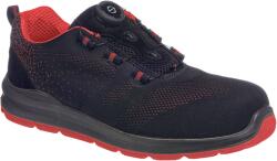 Portwest FT08 - Compositelite Wire Lace Safety Trainer kötött védőcipő S1P, fekete/piros (FT08BKD47)
