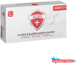  Gumikesztyű latex púderes L 100 db/doboz_AEGIS (57388) - nyomtassotthon