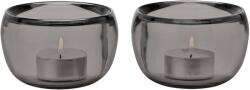 Stelton Stelton ORA gyertyatartó tea gyertyához, 9 cm, 2 db-os szett, füst, üveg (SN107)