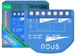 Nous B2T okos Wi-Fi-s 1 áramkörös, fogyasztásmérõs mini kapcsolórelé modul (Tasmota firmware, Matter kompatibilis) (NOU-REL-B2T-1PM) - smart-otthon