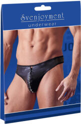 Svenjoyment - fényes férfi tanga strasszos cipzárral (fekete) (21113901711)
