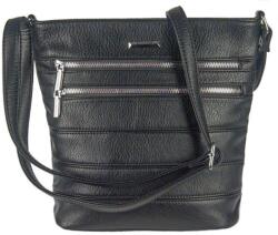 Silvia Rosa Hosszú pántos két első zsebes fekete női műbőr táska Silviarosa (SR 5812 black)