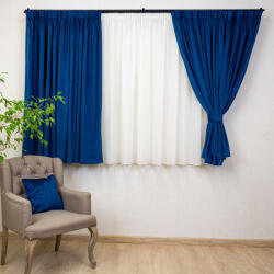 Hiko Set 2 draperii scurte cu doua benzi de prindere Hiko COMFY catifea albastru royal, cu rejansa (10015240)