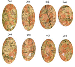  Pandantiv/Cabochon Jasp de Toamna cu Gaura - Minerala Naturala - Oval - Picatura - 37-58 x 26-34 x 5-7 mm - 1 Buc