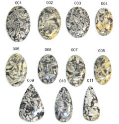  Pandantiv/Cabochon din Pinolit cu Gaura Mineral Natural - Oval - Picatura - 33-46 x 19-29 x 4-6 mm - 1 Buc