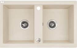 Laveo BARBADOS jázmin kétmedencés mosogató automata dugókiemelős, helytakarékos szifonnal (SBB_J20T) - mosibolt