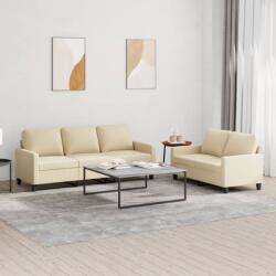 vidaXL Set de canapele cu perne, 2 piese, crem, textil (3201462) Canapea