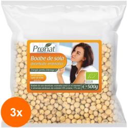 Pronat Foil Pack Set 3 x Boabe de Soia Bio Enzimatice, 500 g