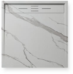 Welland kőhatású zuhanytálca szifonnal 90 x 90 cm - fehér márvány (GT-9090LS)