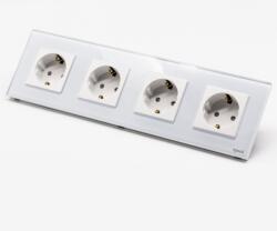Tosyco Priză Schuko cvadruplă cu ramă din sticlă (TOS-C4SK-W)