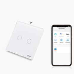 Tosyco Întrerupător dublu WIFI cu touch (tactil) din sticlă [CLONE] [CLONE] (TOS-C2G1WZB-L-W)