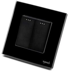 Tosyco Întrerupător dublu mecanic cu ramă din sticlă (TOS-CM2G1W-B)