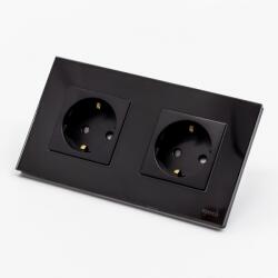 Tosyco Priză Schuko dublă cu ramă din sticlă (TOS-C2SK-B)