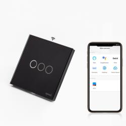 Tosyco Întrerupător triplu WIFI cu touch (tactil) din sticlă (TOS-C3G1WWIFI-B)