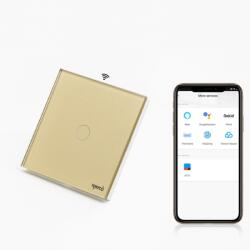 Tosyco Intrerupator simplu smart Zigbee fara NUL cu touch (tactil) din sticla 1000W Tosyco compatibil cu Tuya, Google Home, Amazon Alexa, (TOS-C1G1WZB-L-G)