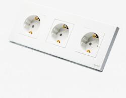 Tosyco Priză Schuko triplă cu ramă din sticlă [CLONE] (TOS-PC3SK-W)