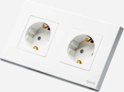 Tosyco Priză Schuko dublă cu ramă din sticlă [CLONE] (TOS-PC2SK-W)