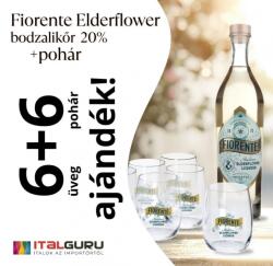 Fiorente Elderflower 0, 7L 6db + 6db pohár AKCIÓS CSOMAG (6*0, 7)