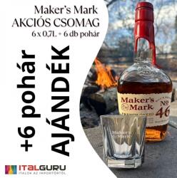 Maker's Mark 0, 7 45% CSOMAG (6*0, 7 liter + 6 db ajándék pohár) (6 * 0, 7 L)
