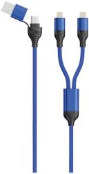 2GO USB-A/USB-C apa - 2x Lightning apa Adat és töltő kábel - Kék (1, 2m) (797364) (797364)
