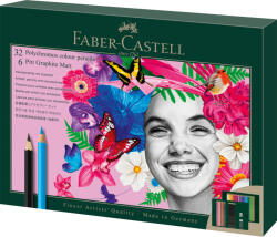 Faber-Castell Set cadou 32 creioane colorate polychromos + 6 creioane grafit matt + accesorii faber-castell (FC210053)