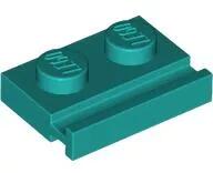 LEGO® 32028c39 - LEGO sötét türkiz lap 1 x 2 méretű, hosszanti sínnel (32028c39)