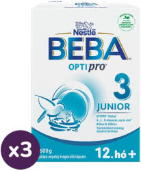 BEBA OptiPro 3 Junior tejalapú anyatej kiegészítő tápszer 12 hó+ (3x600 g)