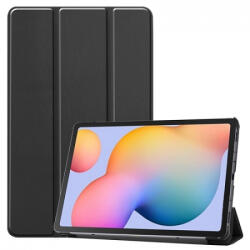 Triple Folding bőrhatású támasztós fliptok Samsung Galaxy Tab S6 Lite 2020, 2022, 2024, fekete
