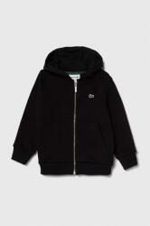 Lacoste gyerek melegítőfelső pamutból fekete, sima, kapucnis - fekete 116