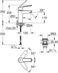 GROHE Eurosmart egykaros mosdócsaptelep, M-es, króm