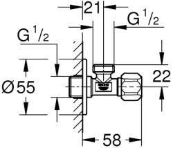 GROHE sarokszelep 1/2"-1/2