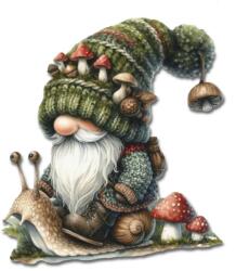 Nyomtatott dekorkarton - Csigán ülő manó 15cm - kosarbolt