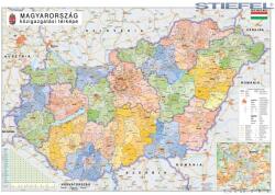 Stiefel Magyarország közigazgatása iskolai földrajzi falitérkép eltérő járás színezéssel (879197FL)