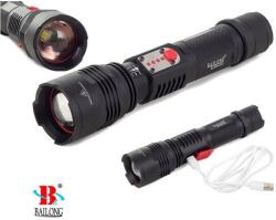 Bailong taktikai zseblámpa + Power Bank ZOOM CREE LED USB XML-L3-U3