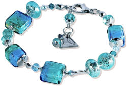 Lampglas Bájos karkötő Turquoise Delight tiszta ezüsttel a Lampglas BCU69 gyöngyökben