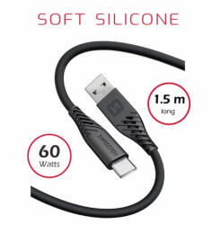 SWISSTEN Adatkábel Usb / Usb-c Textil 3, 0m Fekete (71531010)