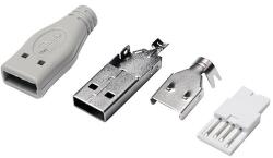 LogiLink USB-A Plug solder type, set w. 4 parts incl. boot, grey (UP0001)