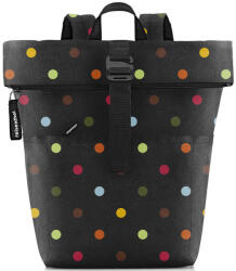 Reisenthel rolltop fekete-színes pöttyös női futár hátizsák (EK7009)